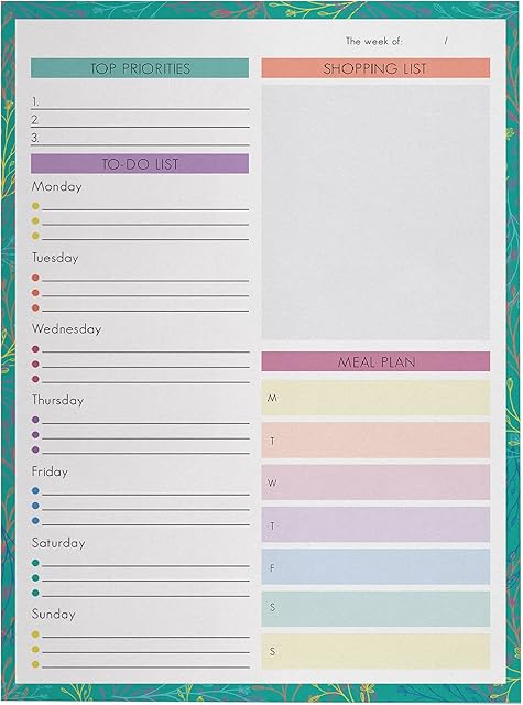 Student Planner, Eco Friendly Undated Weekly A4 Pad. Top Priorities, To Do Lists, Shopping List, Meal Planner. Stationery for University Students or Home.
