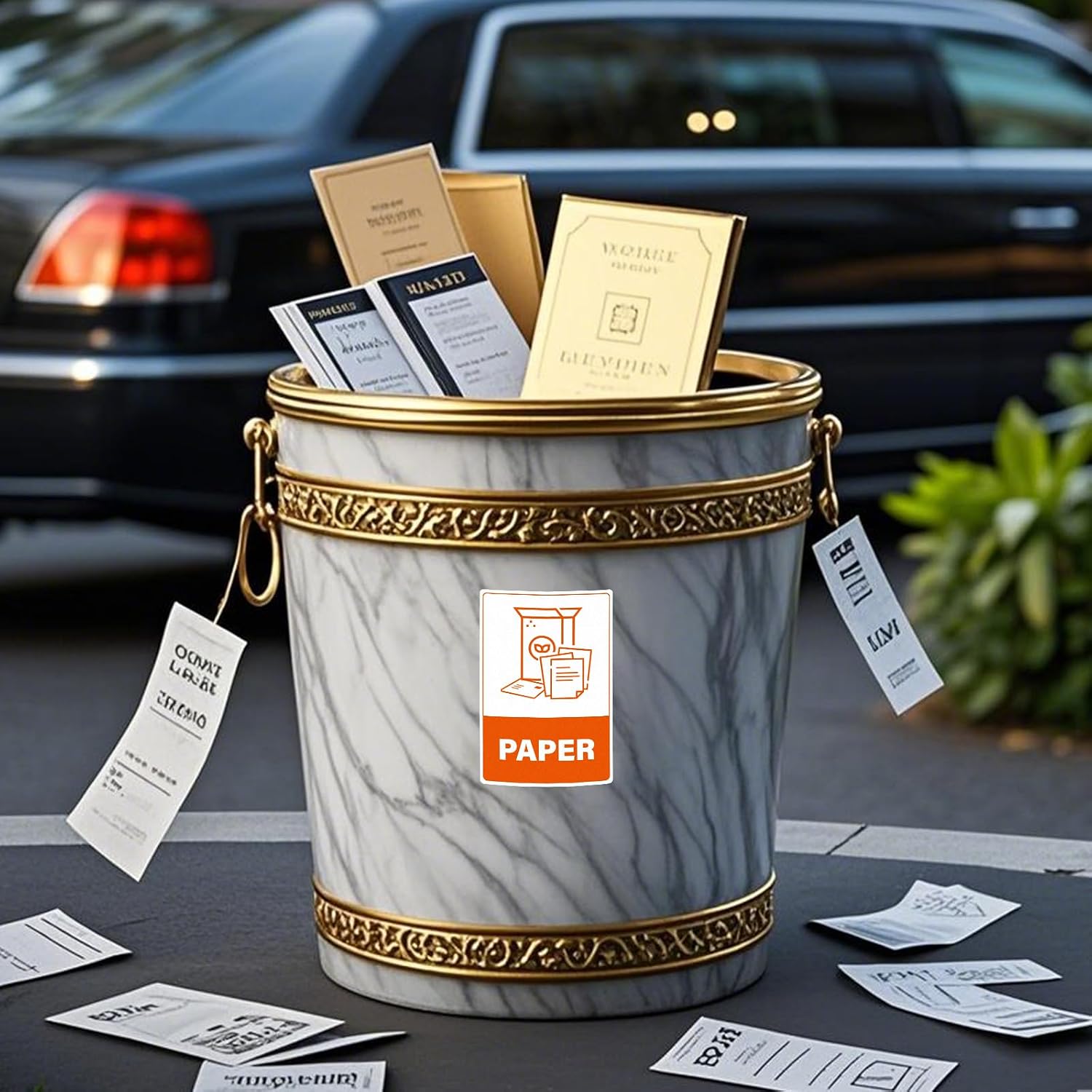 30 Pack Recycle Stickers for Trash Can Glass Paper Plastic Metal Vinyl Weatherproof Self Adhesive Sign 6 × 4 Inches for Waste Bins Home Business Office