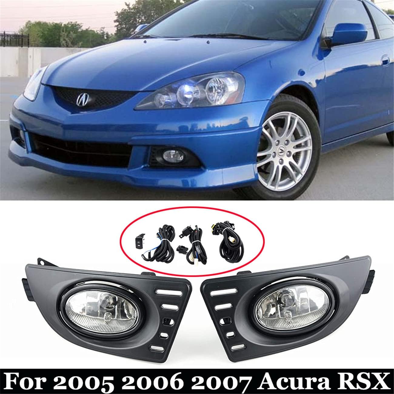 Fog Light Compatible with 2005 2006 Acura RSX Fog Lamp Front Bumper Clear Fog Lights Pair of L&R, 1Pair