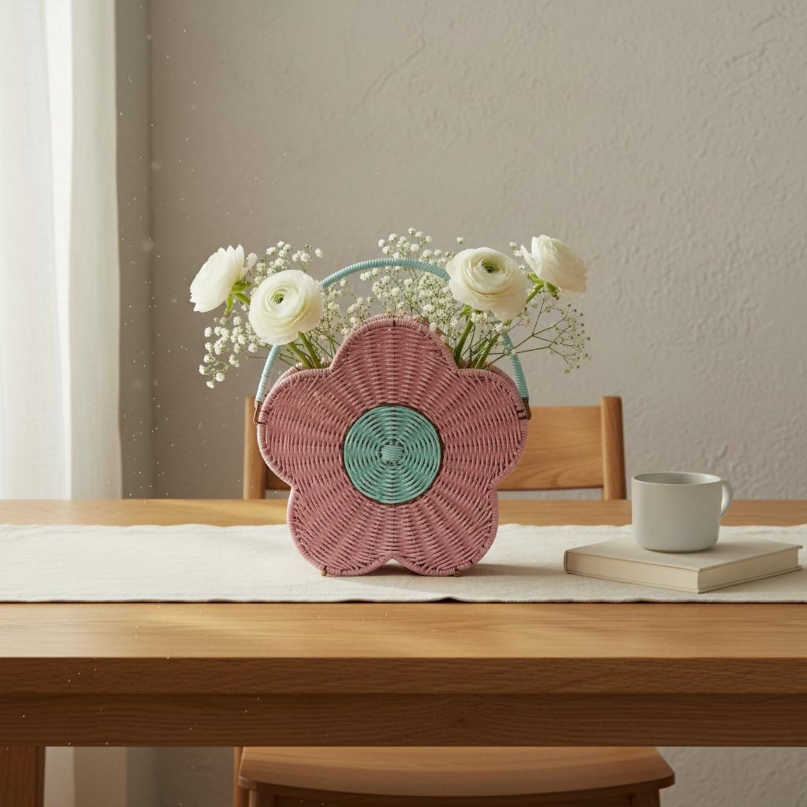 Milageto Cesta de Almacenamiento Tejida Cesta Organizador Liviana para Mover entre Habitaciones y Usar en Salidas Adecuada para Sala Picnic Camping Ligero Oficina Decoración del Hogar