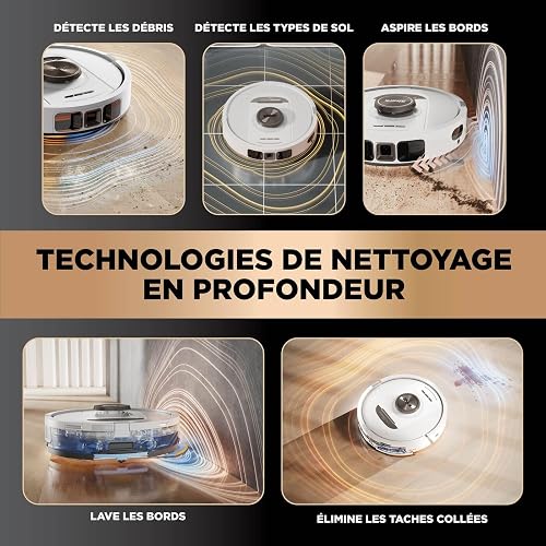 Shark PowerDetect Aspirateur Robot Laveur avec Base autovideuse et nettoyante de 60 Jours – Navigation 3D LiDAR – WiFi/App – 4 tampons Anti-microbiens, 1 Cartouche Anti-odeurs, 2 brosses – Blanc Moka - 2
