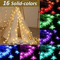 Vista 2 de Solhice Luces de cadena de estrellas que cambian de color de 40 pies para dormitorio, 120 LEDs, luces colgantes de hadas navideñas para interiores
