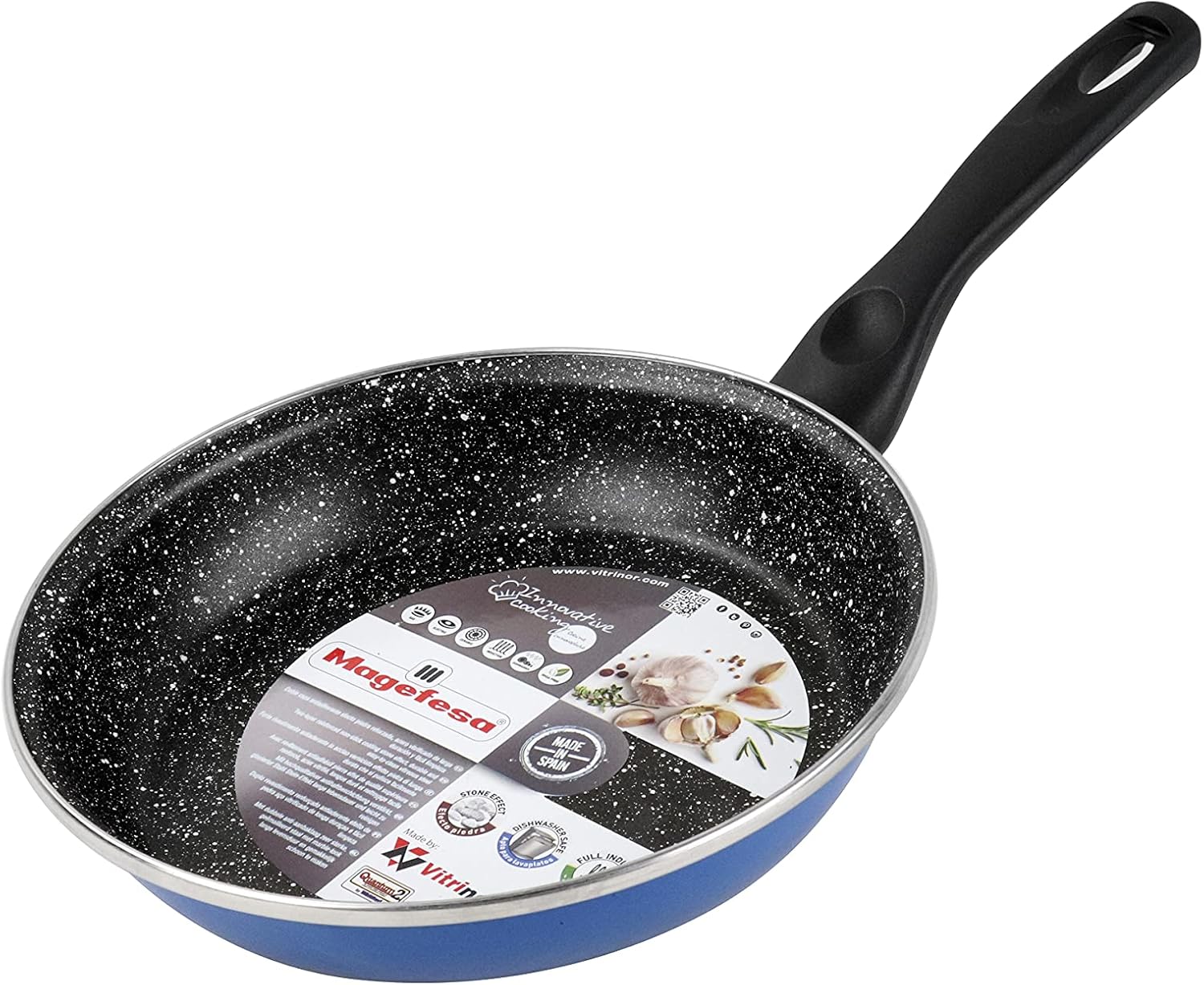 Magefesa K2 Blue – Set of 3 pans (20/24/28) cm outside blue. Non-stick reinforced stone effect, suitable for all types of cookers, special induction, 50% energy saving.