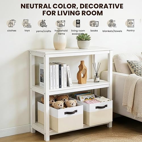 Miniatura 5 de Criusia Paquete de 4 Organizadores de Ropa de Bebé, Cestas de Almacenamiento de Tela Plegables con Asas, Contenedores de Almacenamiento sin Olor