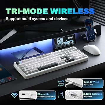 YUNZII AL98 Aluminum Wireless Mechanical Keyboard(White, Milk V2 Switch)