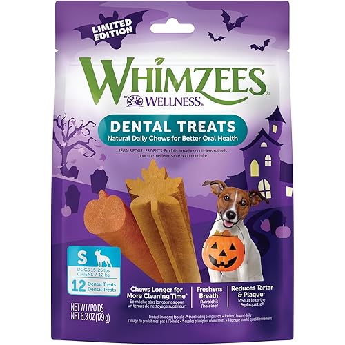Wellness WHIMZEES Fall Dog Dental Treats, Autumn Natural Chews for Dogs, Small Size Stick, (12 Count)