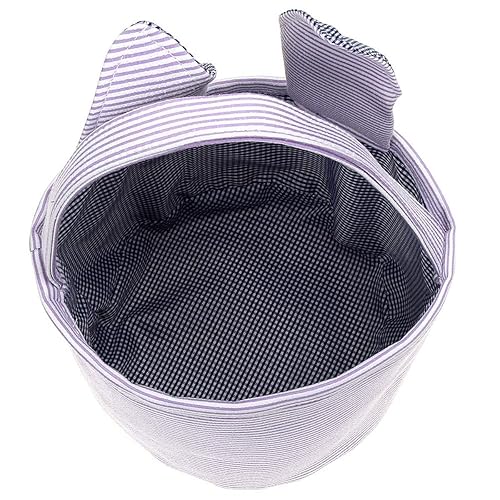 Miniatura 3 de Cesta de conejo de Pascua para huevos de Pascua, cacería de dinosaurio verde, cubos de lona de Pascua con orejas únicas para llevar huevos dulces,