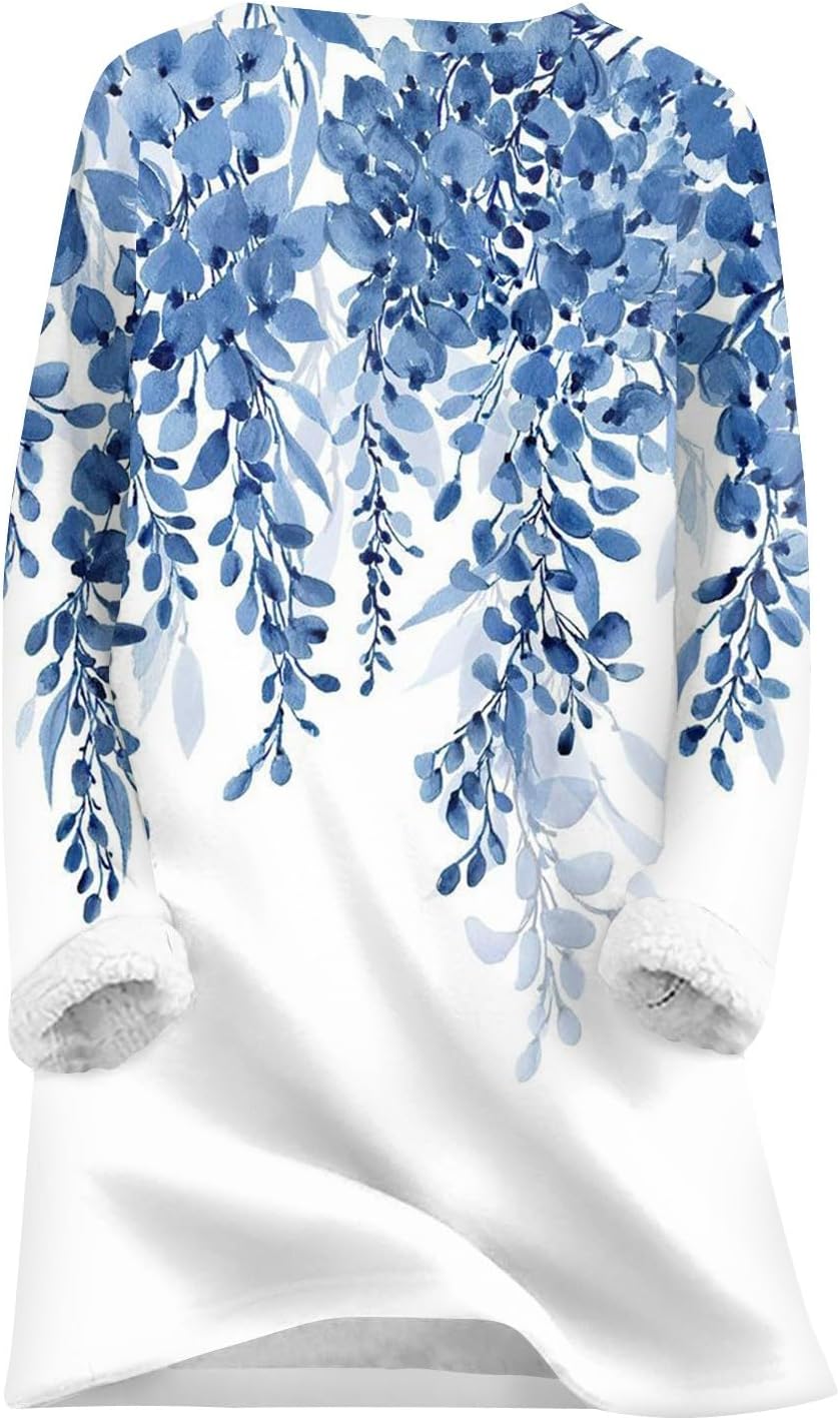Fleece Sweatshirt for Women Winter Warm Sherpa Lined Tunic Thermal Pullover Loungewear 2026 - Image 3