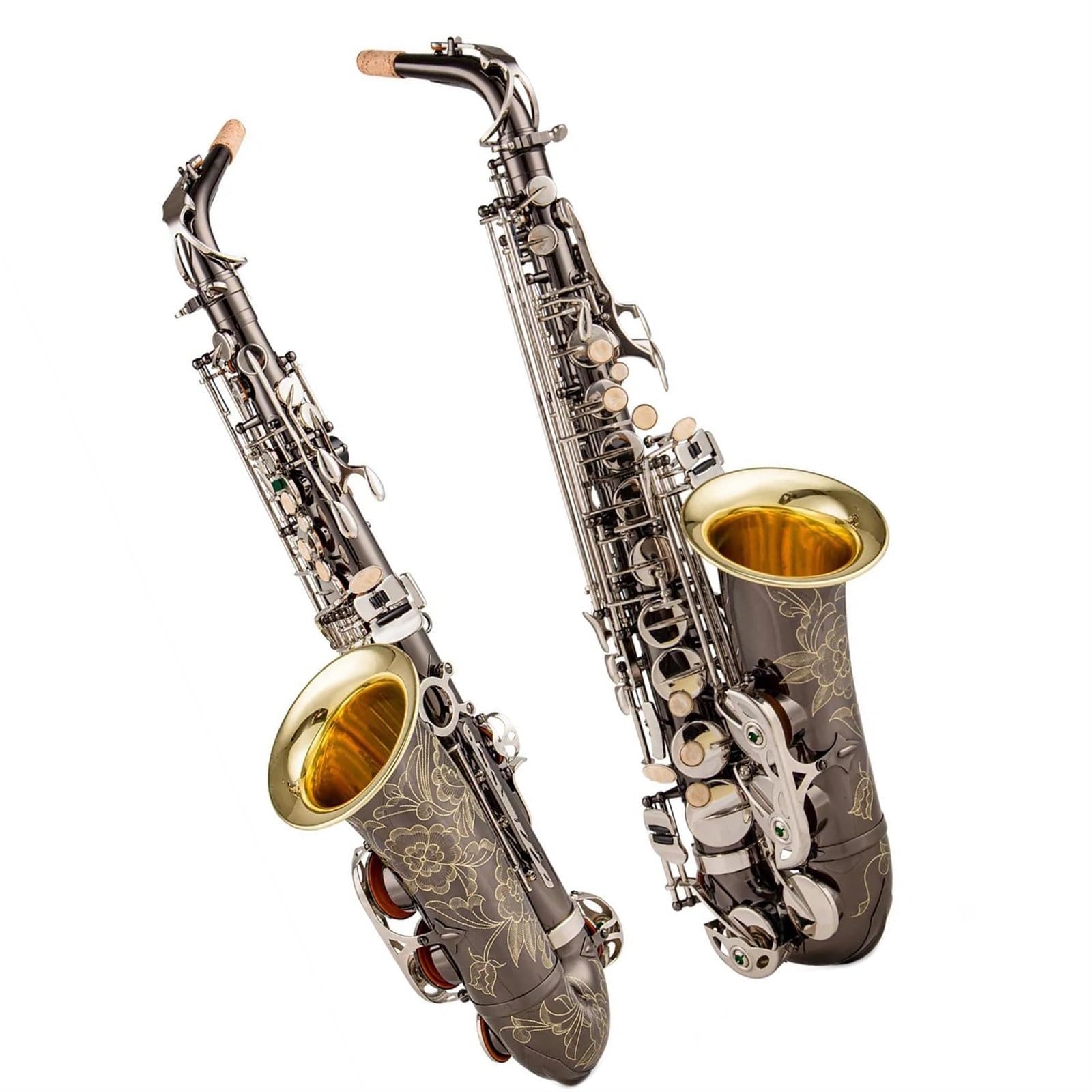 Saksofon Altowy I Tenorowy Czarny Niklowy Ustnik Do Saksofonu Srebrny Klucz Reed Neck Akcesoria Do Instrumentów Muzycznych profesjonalny Saksofon (Color : Alto saxophone)