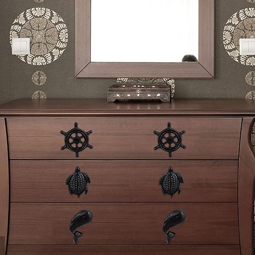 Miniatura 6 de DOITOOL Tiradores de cajón de gabinete, 4 tiradores de cajón del océano costero para cuarto de bebé, aparador, armario, cocina, hechos a mano,