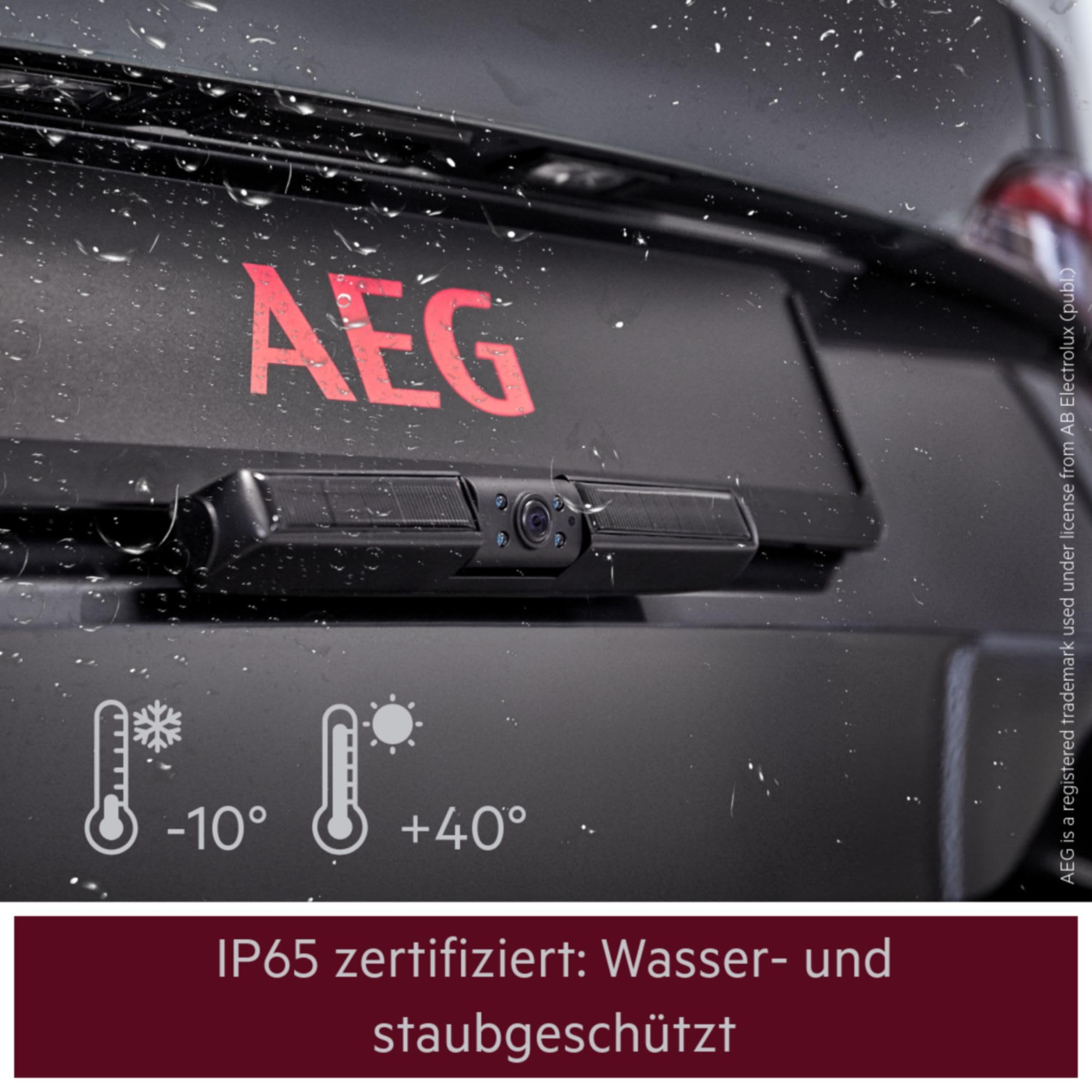 AEG Automotive - Telecamera di retromarcia a energia solare per camper 4.3 wireless digitale con trasmettitore radio LCD doppio schermo LCD impermeabile visione notturna