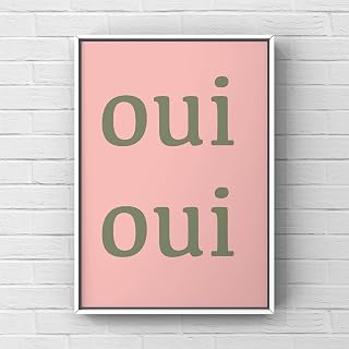 OUI OUI Typography Wall Art French Quote Print Pink, Modern Poster For Bedroom Living Room Hallway UNFRAMED (A4)
