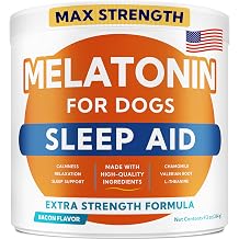 Melatonin for Dogs to Sleep 6mg - Doggie Sleep Aid Treats - Sleeping Pills for Anxiety - Extra Strength Calming Chews Large & Medium Breed Help Sleep at Night - Made in USA - 120Ct