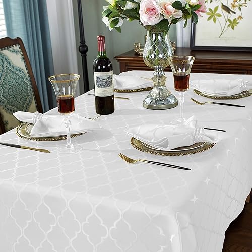 Miniatura 3 de SASTYBALE Servilleta jacquard con patrón de flores de poliéster a prueba de derrames, resistente a las arrugas, a prueba de polvo, para cocina,