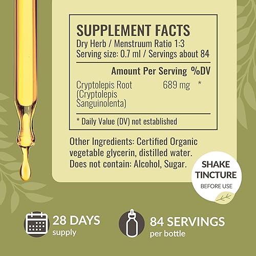 Miniatura 3 de HERBAMAMA Cryptolepis Tincture - Gotas de inmunidad veganas Cryptolepis Sanguinolenta para la desintoxicación general - Suplemento de apoyo