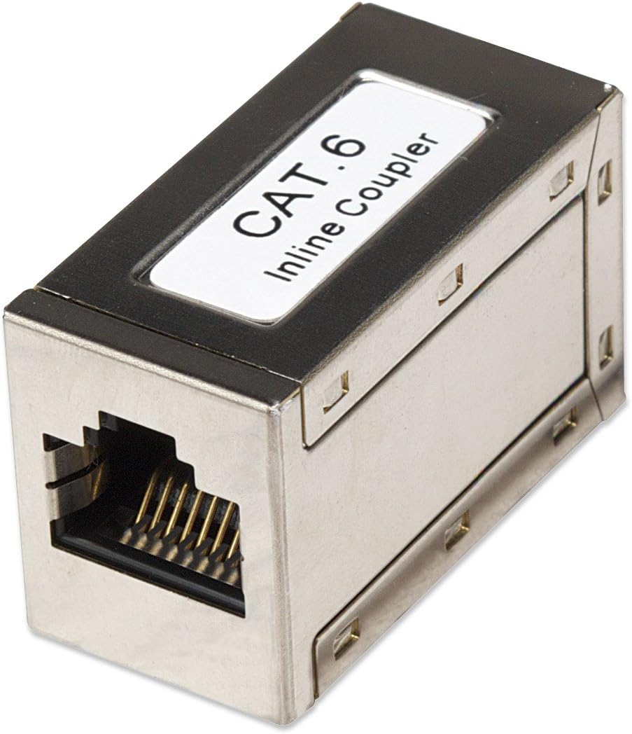 Intellinet Cat6 Inline Modular Coupler, Gold Contacts, FTP, Silver