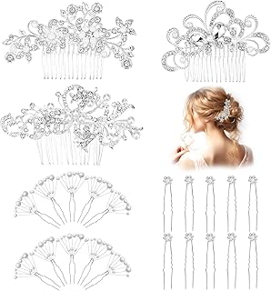 REVEW 23pcs Bridal Hair Comb Accessories Wedding Hair Accessories For Brides Bridal Hair Pins Crystal Pearls Flower Headpiece Hair Pins Decorative