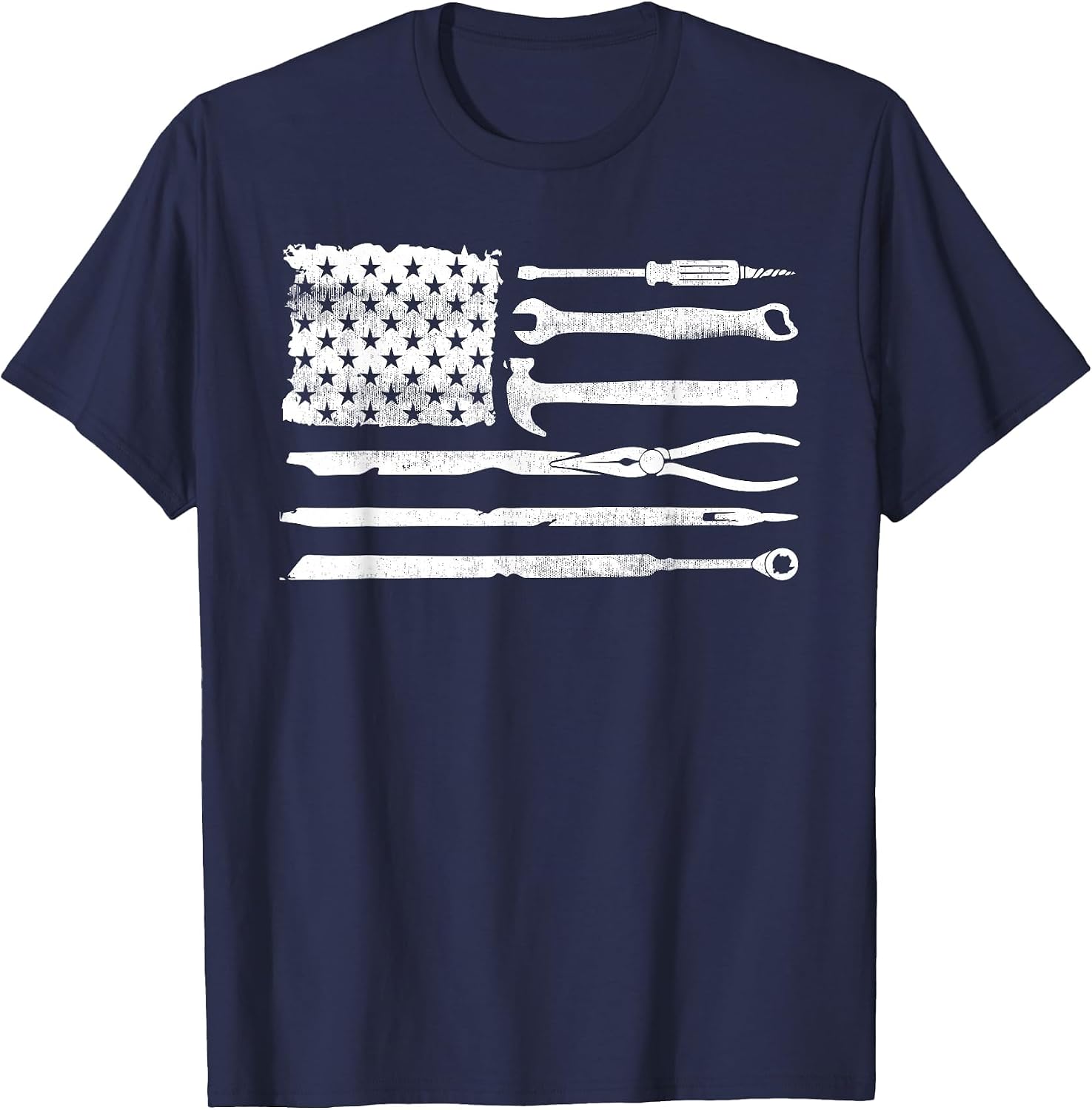 USA Flag Car Mechanics Tool Kit Men Dad Funny Fathers Day T-Shirt image 4