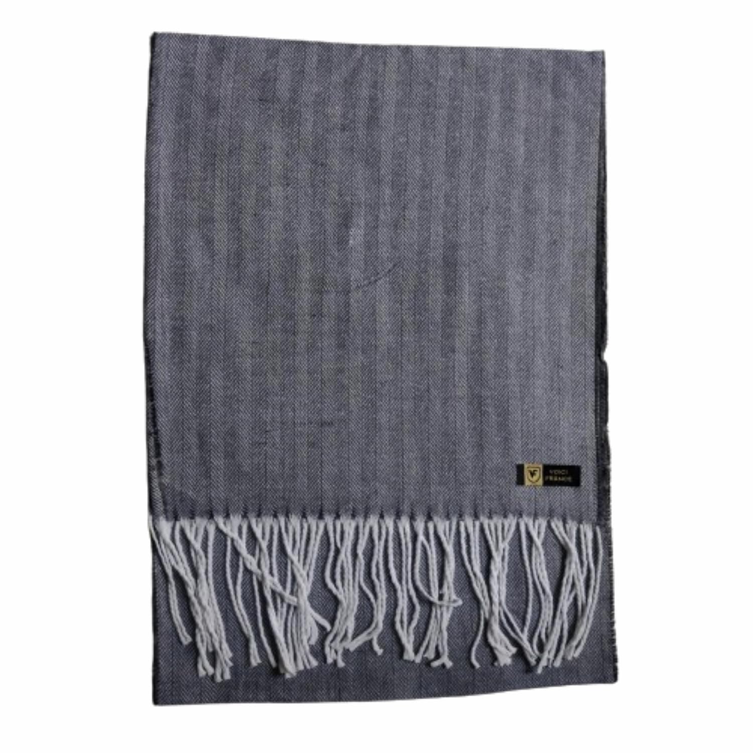 voici France Women's herringbone weave Soft and Warm Woolen Muffler for winter Grey color big size-picture-36