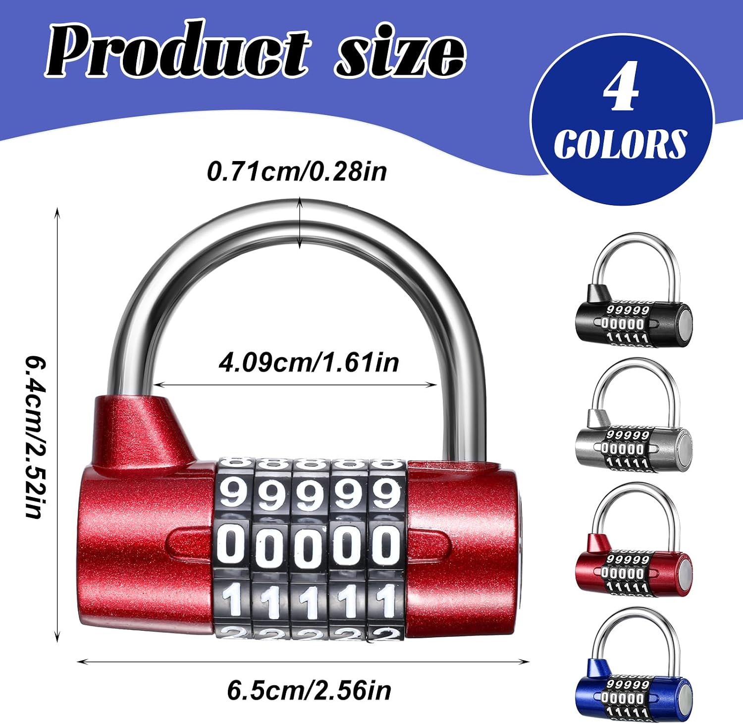 4 Pcs 5 Letter Combination Lock, Heavy Duty 5 Digit Combination Lock Word Padlock Combination Lock 5 Letter Keyless Resettable Metal Lock for Gym Locker Toolbox Hasp Cabinet (Number)