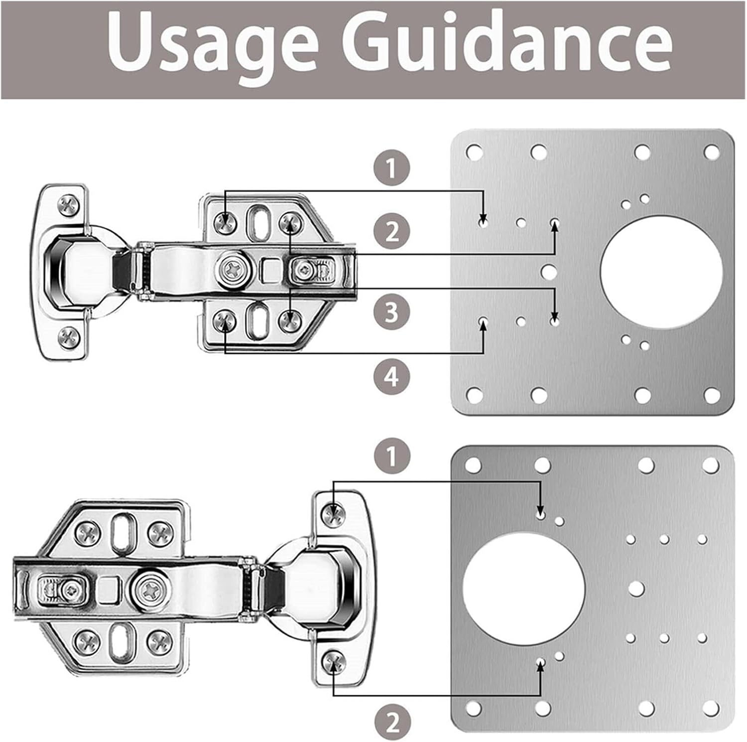 YEJIANGHUA 2/4/10Pcs Cabinet Hinge Repair Plate Kit Hinges Repair Cupboard Door Hinge Mounting Fixing Plates with Screws Furniture Hardware Natural(10pcs 0.6mm)