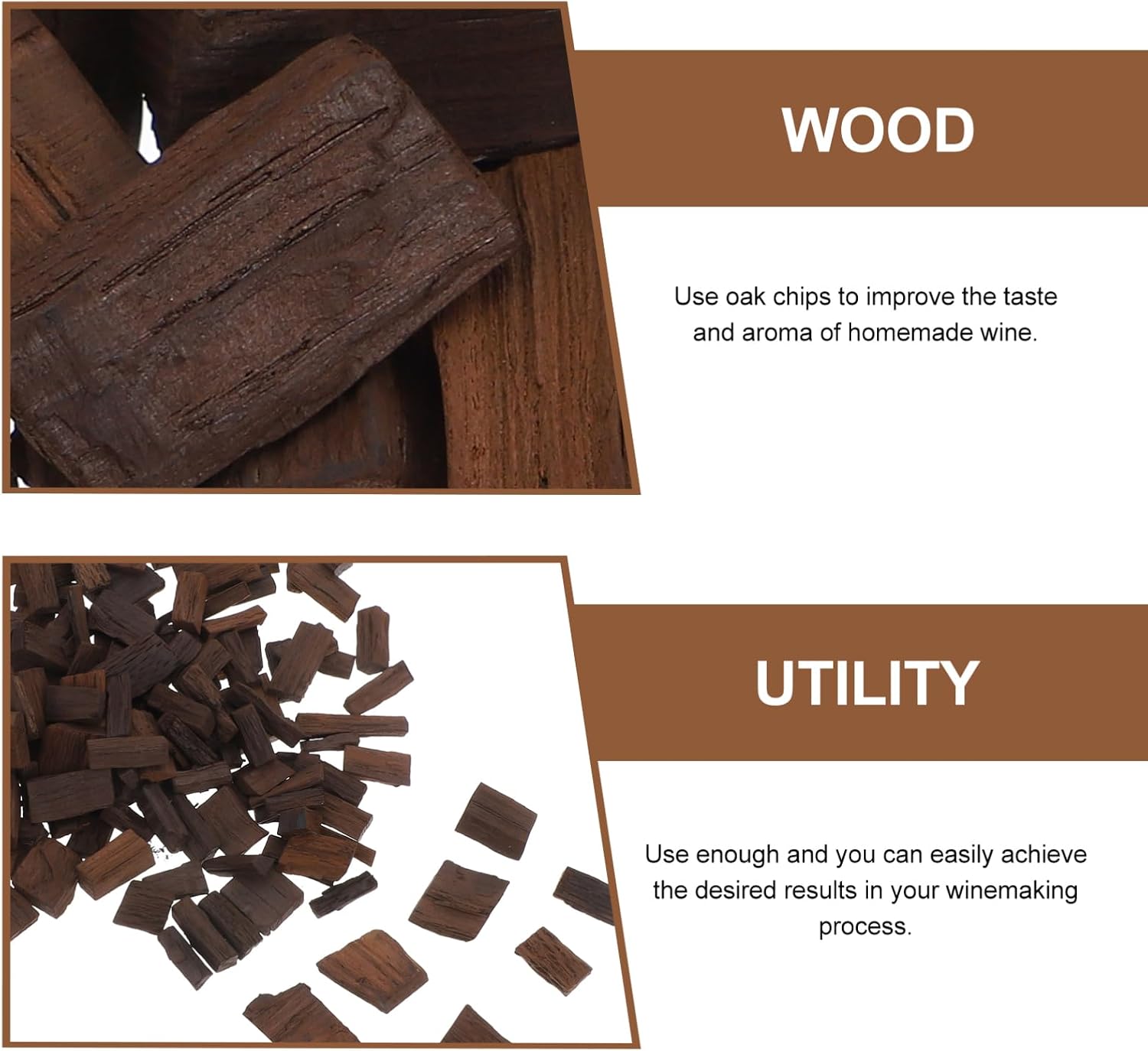 Zerodeko 1Pack Oak Chips for Aging Whiskey Wine Heavy Chips for Wine Brewing Enhance Flavor Aroma for DIY Winemakers for Wine Crafting