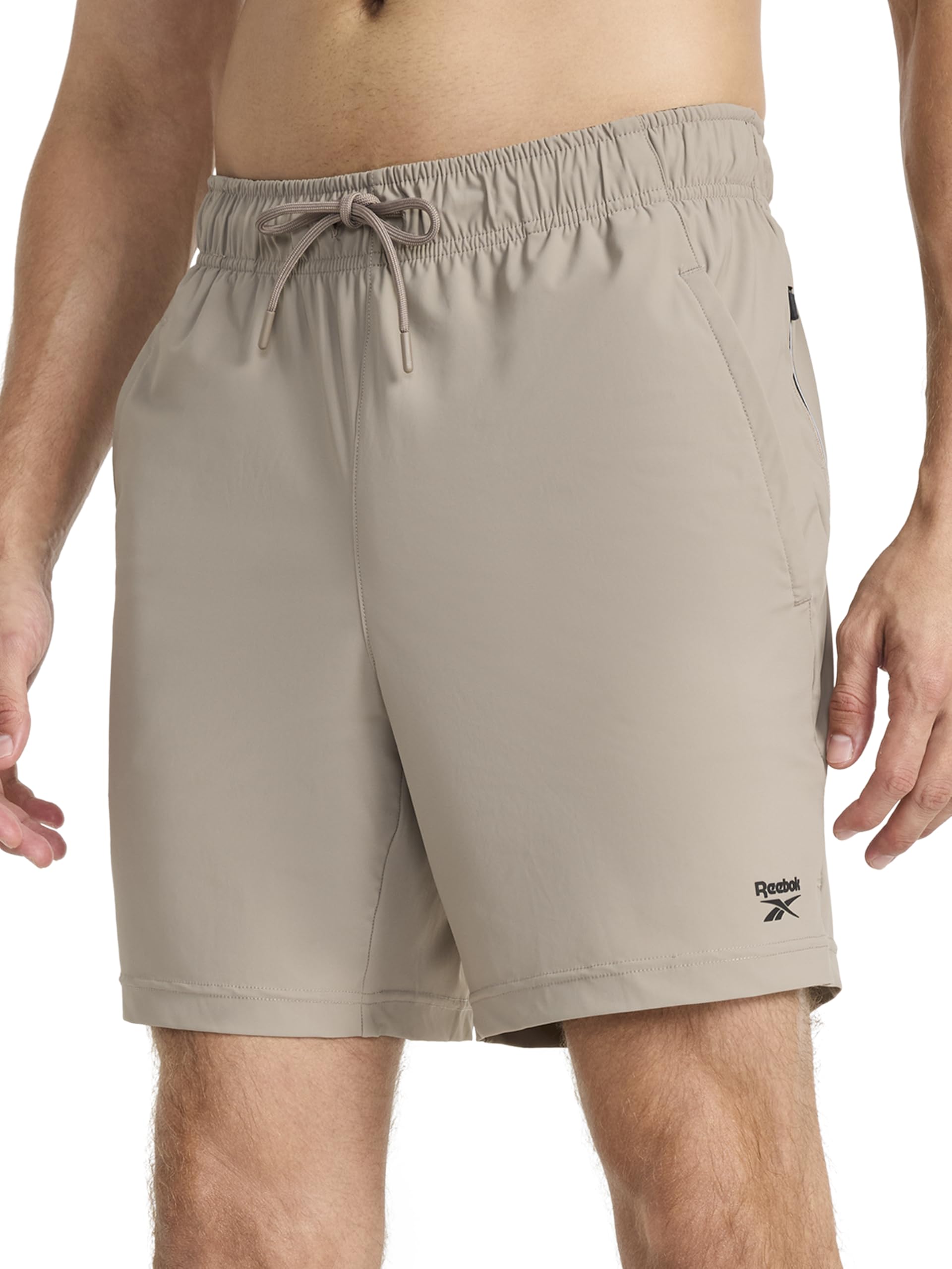 Reebok Men's Driftwood Apparel Pace Training 7” Short, Standard Fit, Lightweight Stretch Recycled Nylon Fabric, Small