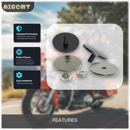 Miniatura 3 de Tapones de orificio para espejo de carenado interior para Harley Touring Batwing, Street GlideElectra Glide 1996-2016, Tri Glide 2009-2014, CNC