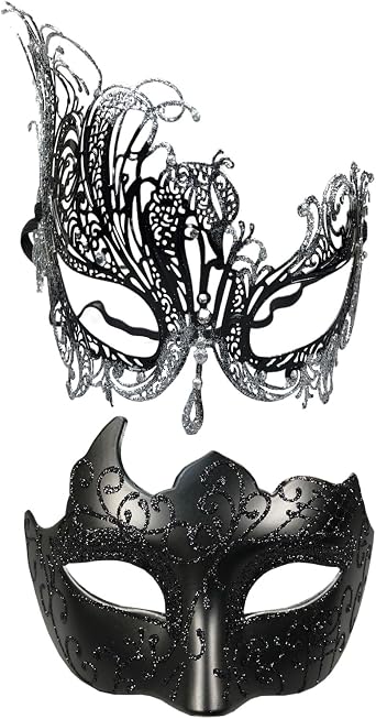Masquerade Mask for Couple Mardi Gras Venetian Party Mask Set Halloween Costume Accessory