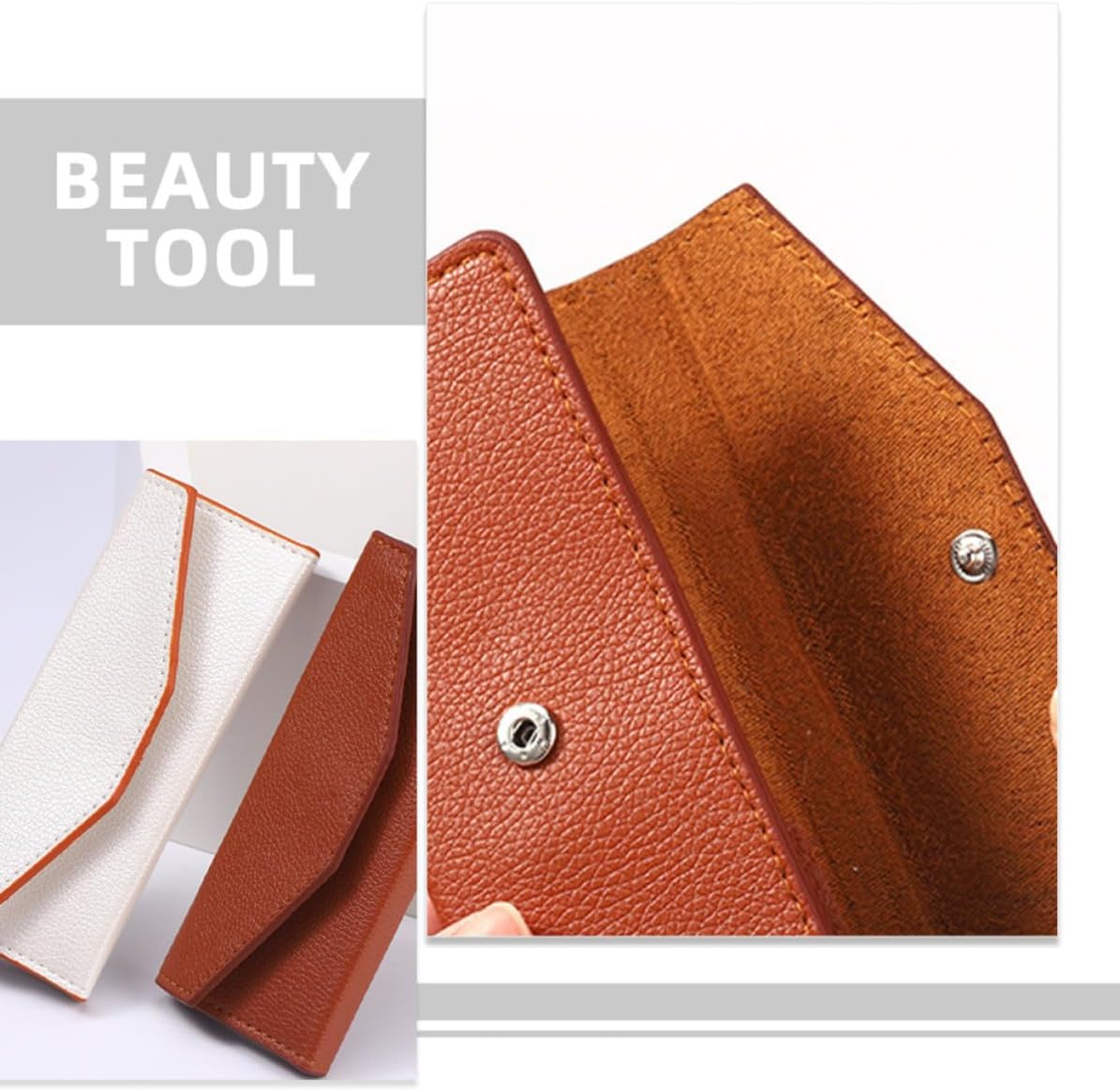 Toddmomy 2pcs Eyelash Tweezer Holder Case Pu Material Portable Travel Cosmetic Bag for Organizing and Protecting Beauty Tools in Makeup Bag image 3