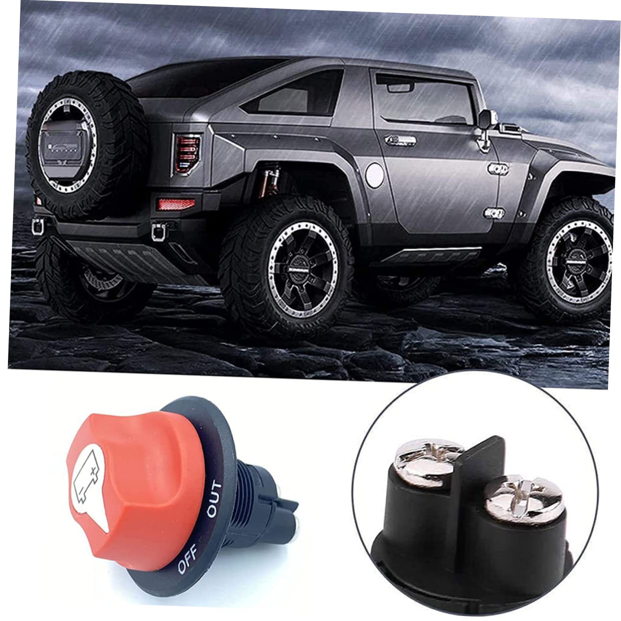 Amosfun 1Set Battery Disconnect Cutoff Switch Heavy Duty Isolator for Boat Rv ATV Car Easy Operation Disconnect with Cable