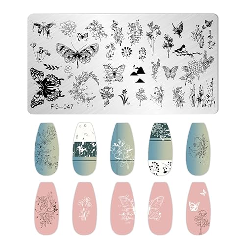 Miniatura 5 de LuckForever Kit de estampado de uñas, 7 unidades, diseño de flores, animales, letras de uñas, placa de estampado de encaje, gato, perro, mariposa,