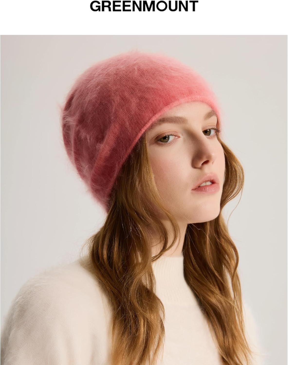 GreenMount Women's 100% Pure Brushed Cashmere Hat Plant Dyeing Warm Soft Winter Knitted Cozy Ski Beanie for Women Gifts - Image 2