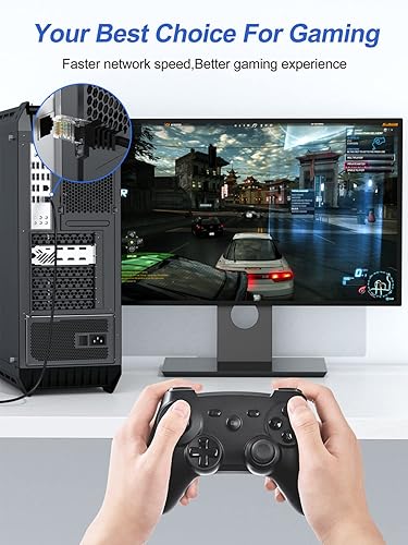 Miniatura 6 de Cable Ethernet Cat6 de 1 pie, paquete de 2 cables de conexión cortos de 1 pie (cable Cat 6, cable RJ45 de Internet, cable de red) 10 Gbps para