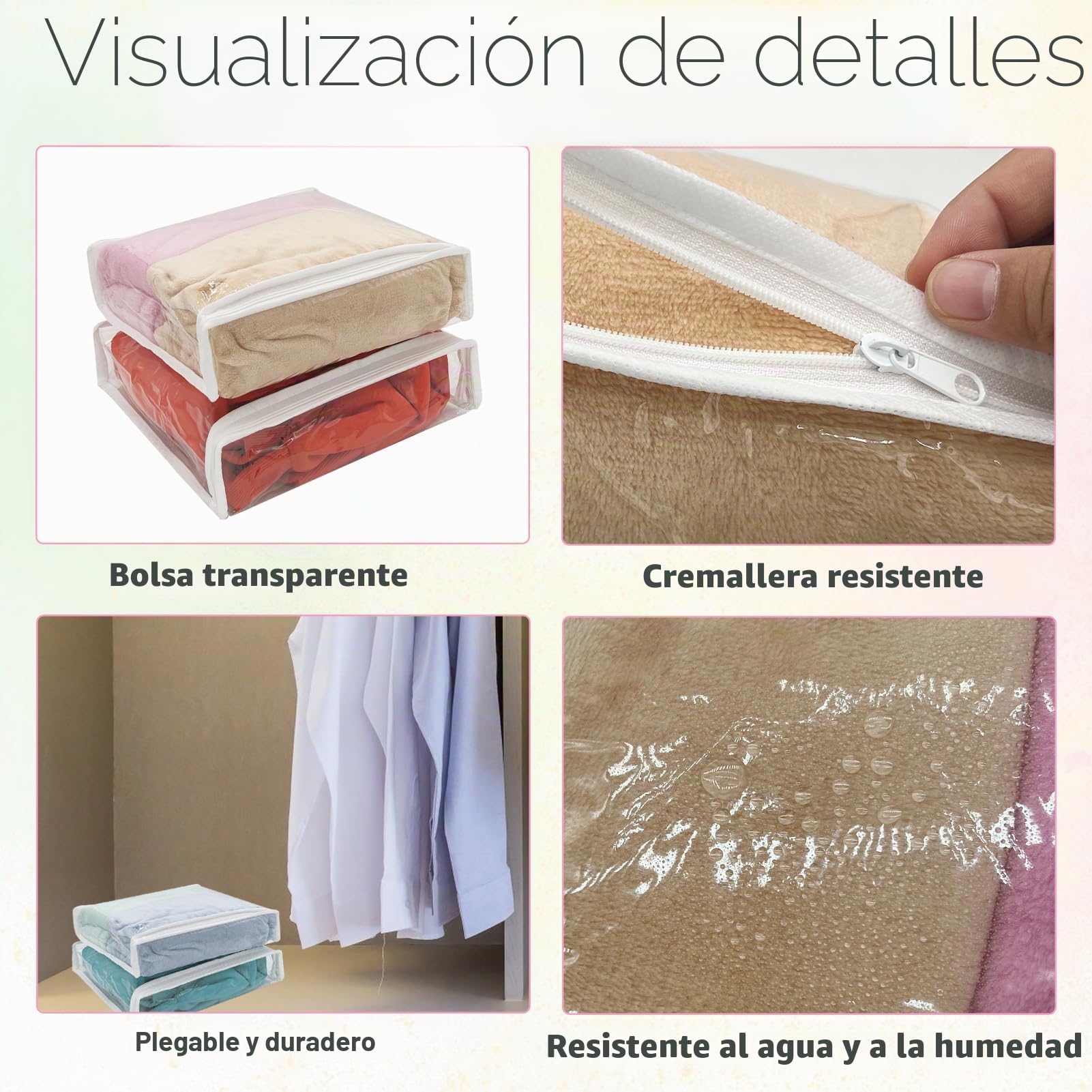 Sibosen20 bolsas de almacenamiento de ropa de vinilo transparente con cremallera, para sábanas, ropa de cama y suéteres, a prueba de polillas