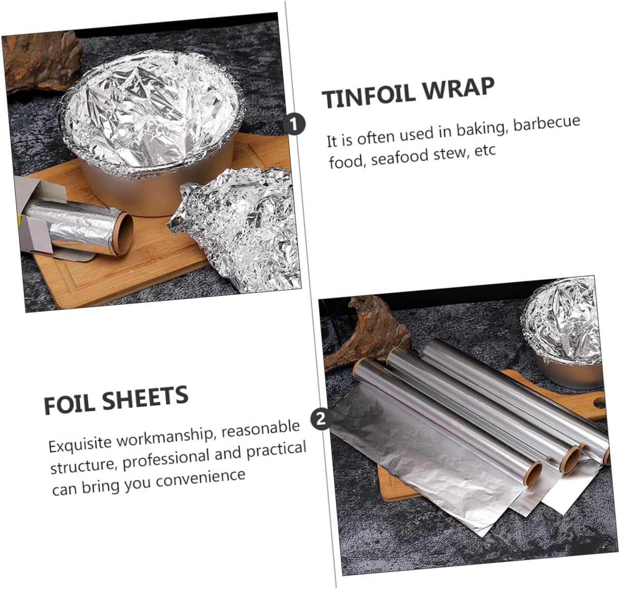 4 Rolls Aluminum Foil Wrap High-temperature Resistant Food-grade Tinfoil for Baking Bbq Grill and Food Storage Safe Direct Contact with Food Moisture and Aroma Preservation