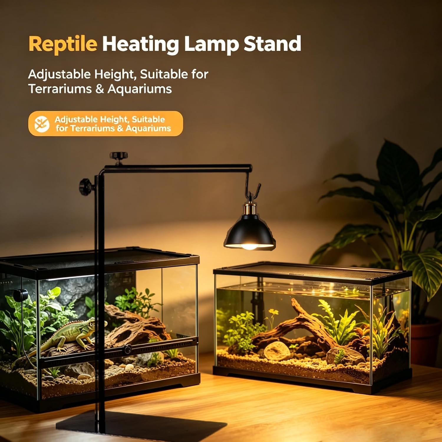 BETAZOOER Reptile Heat Lamp Stand Adjustable 15-31 Light Hanging Terrarium