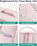 BAGSMART Travel Makeup Bag for Women, Portable Water-Resistant Cosmetic Case, Puffy Padded Make Up Organizer Pouch, Open Flat Toiletry Bag for Toiletries, Brushes, Pink