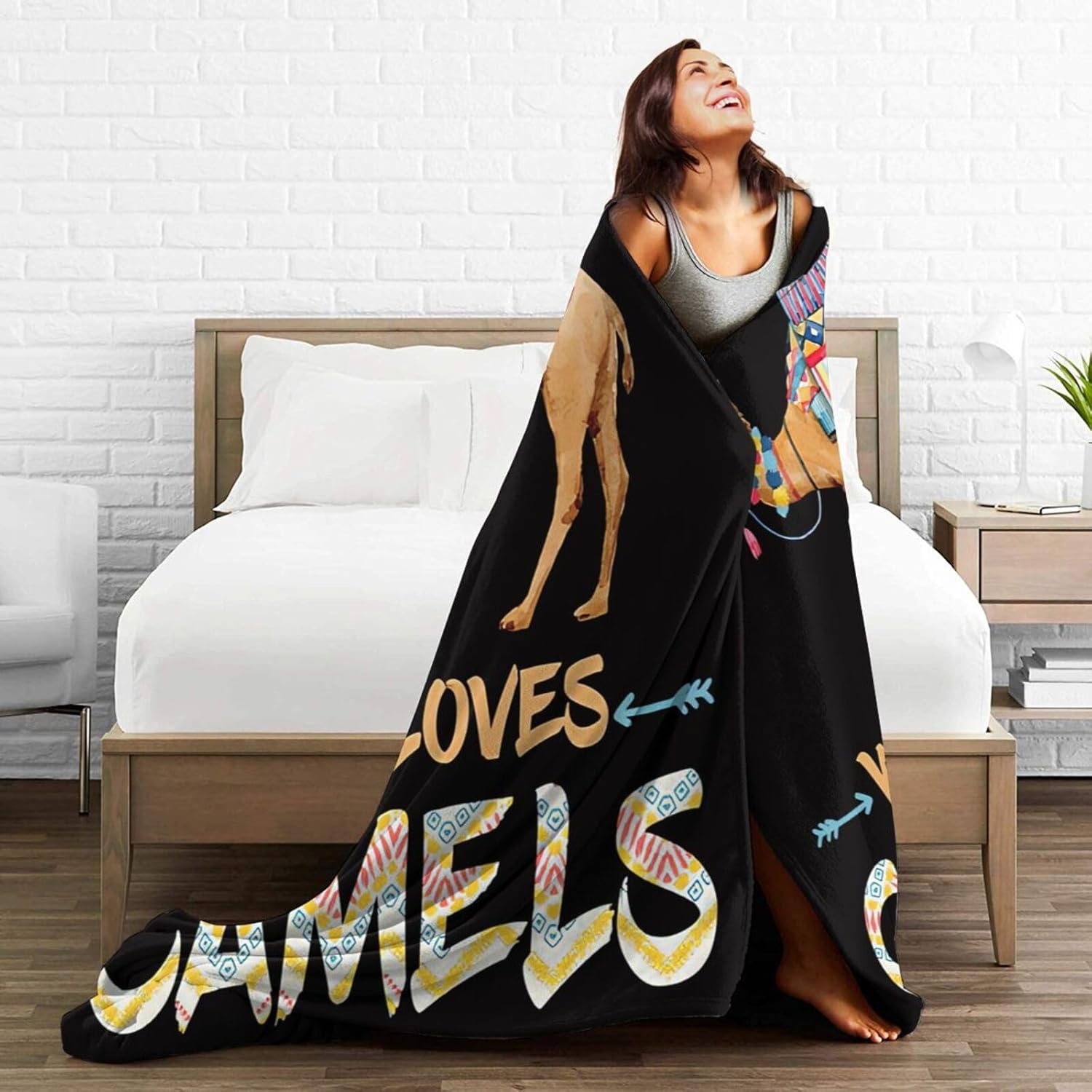 Camel Plush Throw Blanket - Super Soft Cozy Warm Fleece Camel Bedding Blanket Gifts for Kids, Girls, Boys, Women - 60"X80"