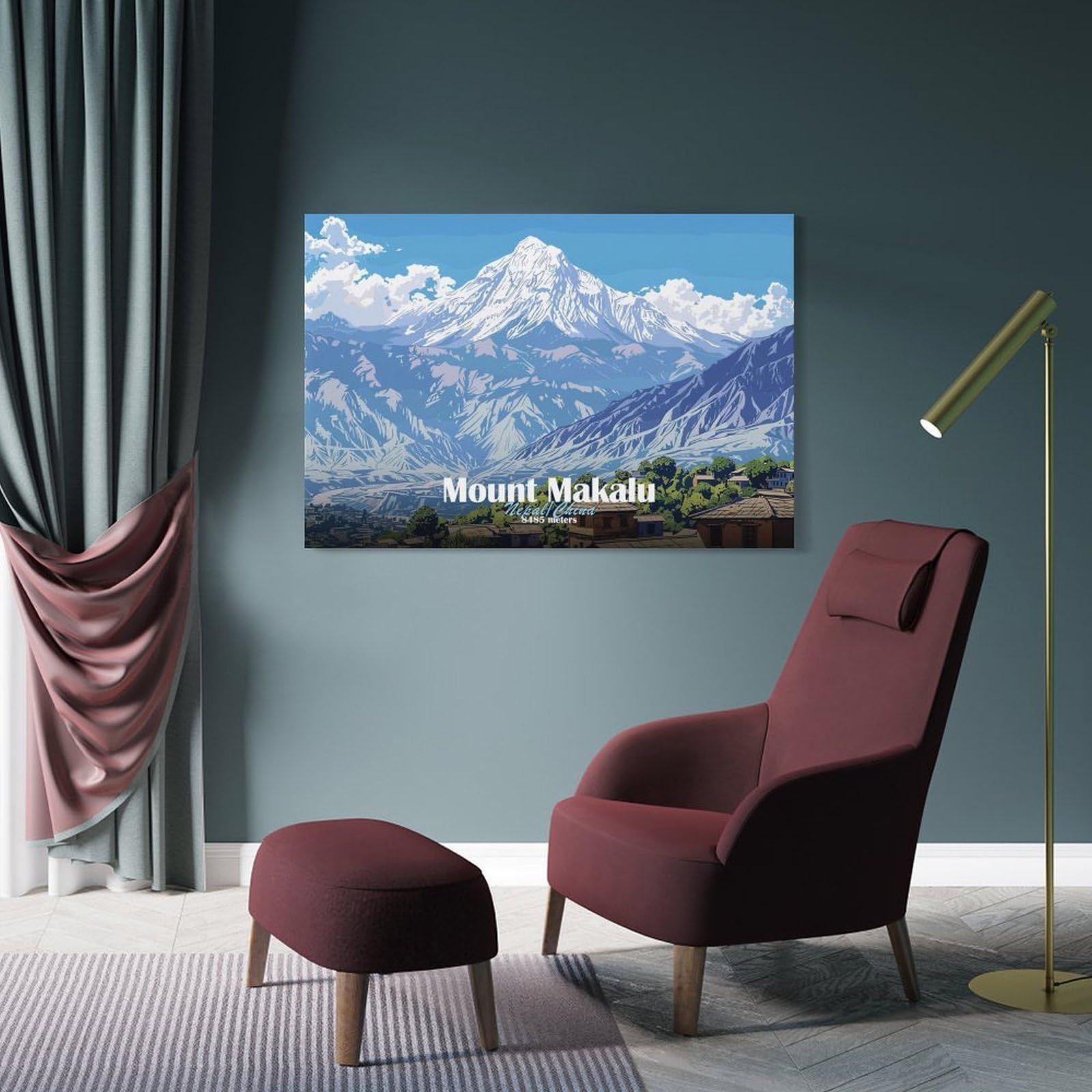 Junmoney Canvas Wall Decor Mount Makalu Nepal, 20x30inch(50x75cm), for Living Room, Bedroom Or Apartment Walls, A Home Accent with Warm Character
