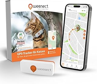 Weenect XS für Katzen - NEU Mini GPS-Tracker für Katzen | GPS-Tracking in Echtzeit | Ohne Distanzlimit | Kleinstes Modell auf dem Markt | Halsband inkludiert | Abonnement