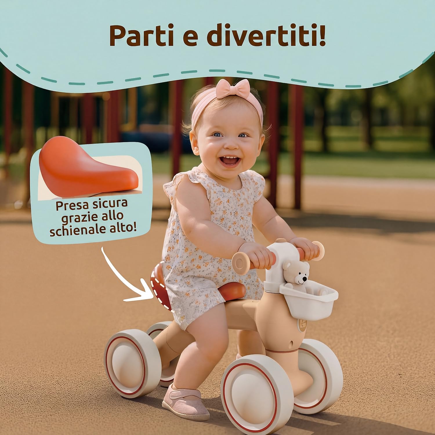 Mallie® Bicicletta Senza Pedali per 1 Anno con cestino - Balance Bike, Regalo Bambino 1 Anno, Bici Senza Pedali 2 Anni, Regalo Bimbo, Regalo Bambina