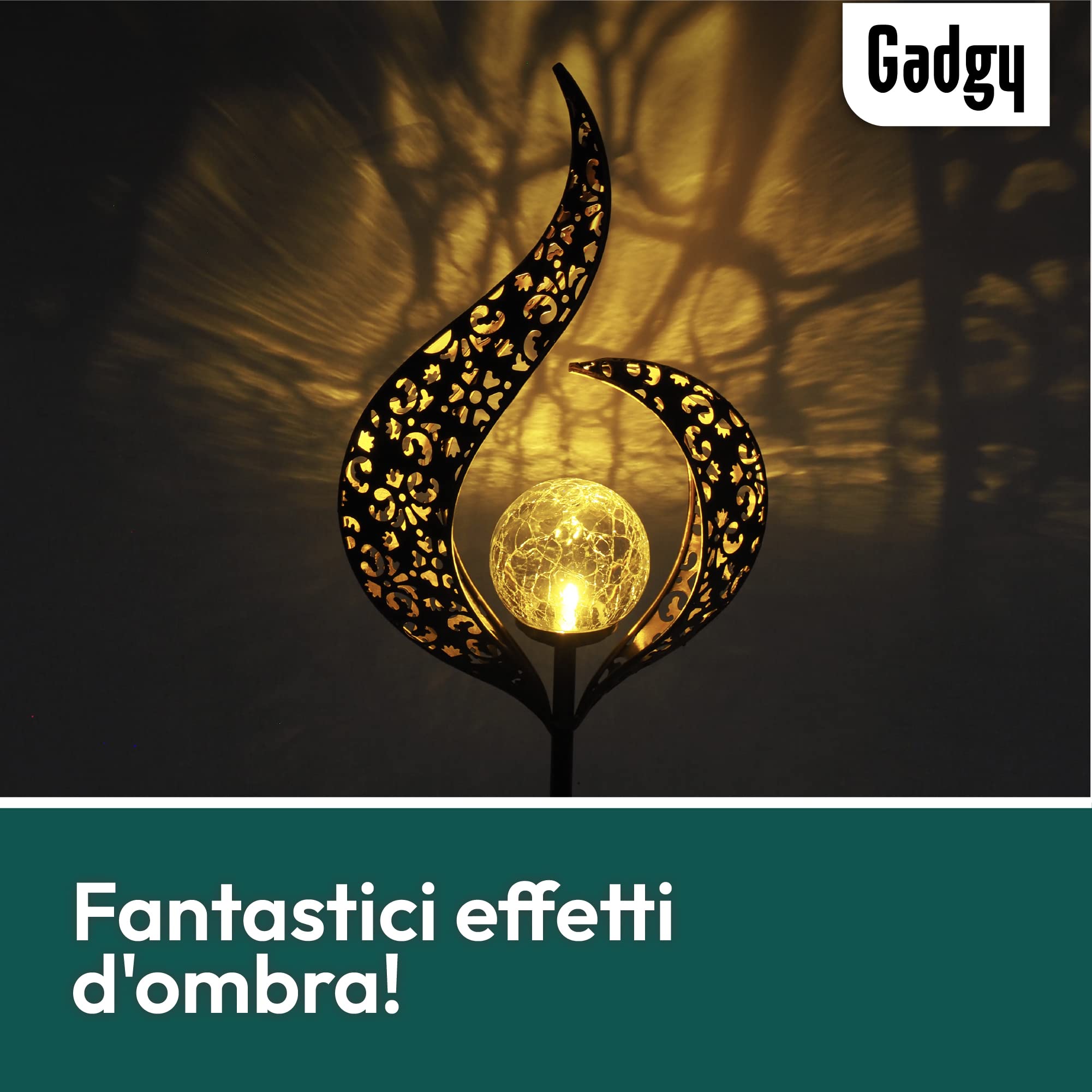 Gadgy Set di 2 Luci Solari da Giardino Effetto Fiamma LED – Lampade Decorative da Esterno Impermeabili per Patio, Balcone e Giardino – Illuminazione Solare Automatica