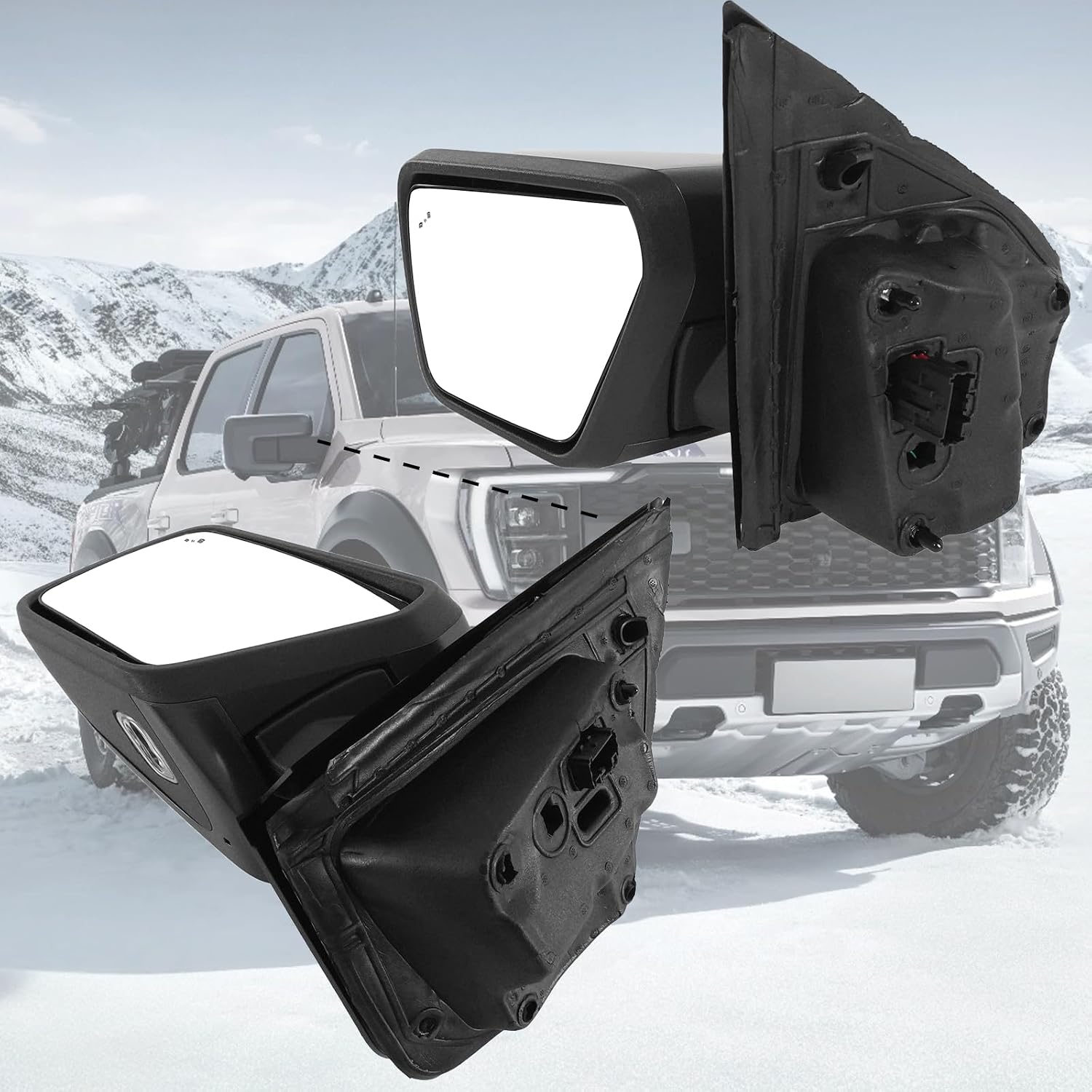 Left Driver Side Door Mirror 11 PINS For Ford F150 2021 2022 2023 2024 with Power Glass Heated turn signal welcome light and blind spot Replace ML3Z17683SA