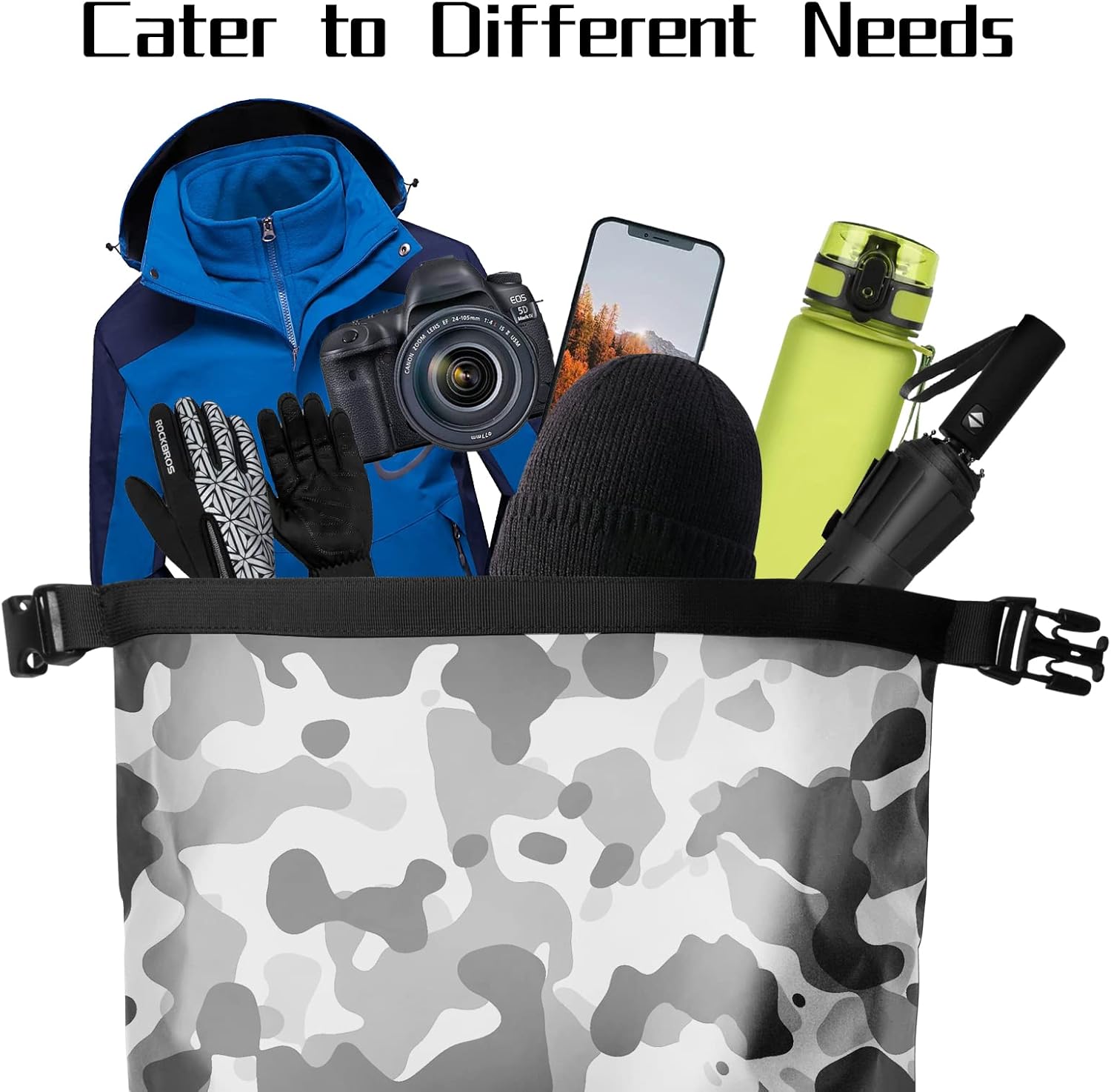 Waterproof Backpack for Men and Women - Roll-Top Floating Dry Bag Backpack for Kayaking, Rafting, Boating, Beach (Black) - Image 3