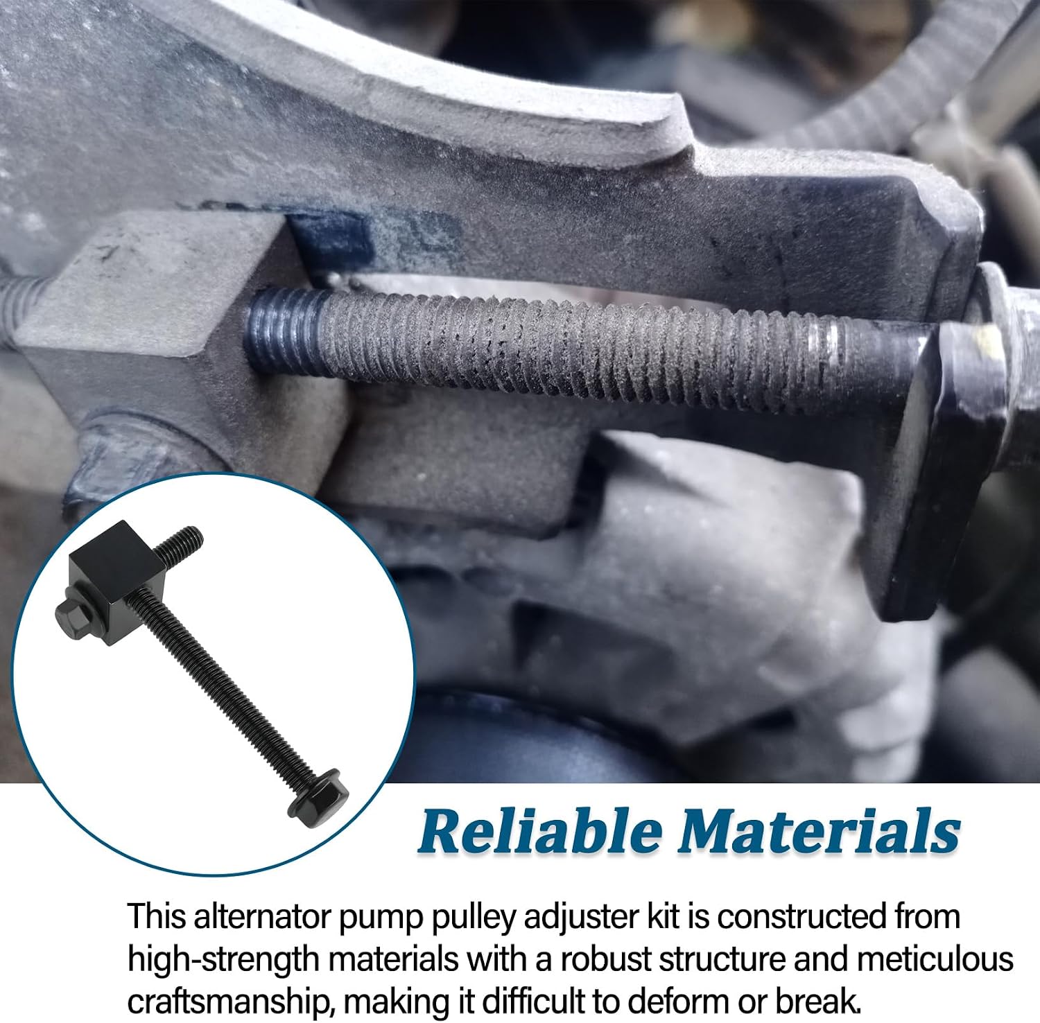 Alternator Pump Pulley Adjuster Kit, Adjuster Block Retainer Bolt Nut, Compatible with Hyundai Elantra Accent Tiburon Kia Spectra Rio Rio5 Replace# 37463-33000 37462-22000 37471-24000