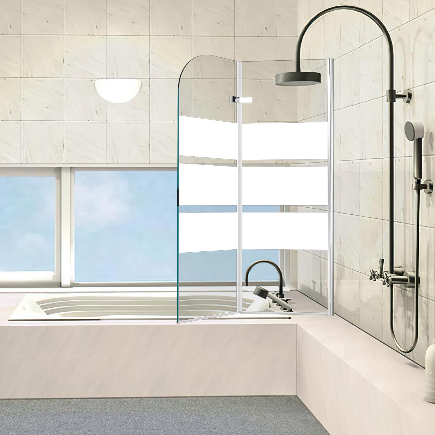 Parete doccia pieghevole per vasca da bagno, 110 x 140 cm, 2 pezzi