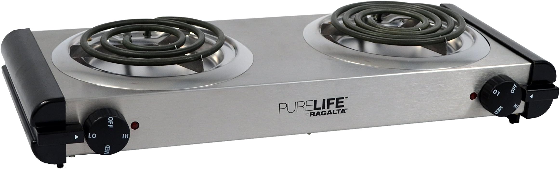 RCB-20 Stainless Steel Portable Electric Double Burner Stovetop Cookware, Small, Silver