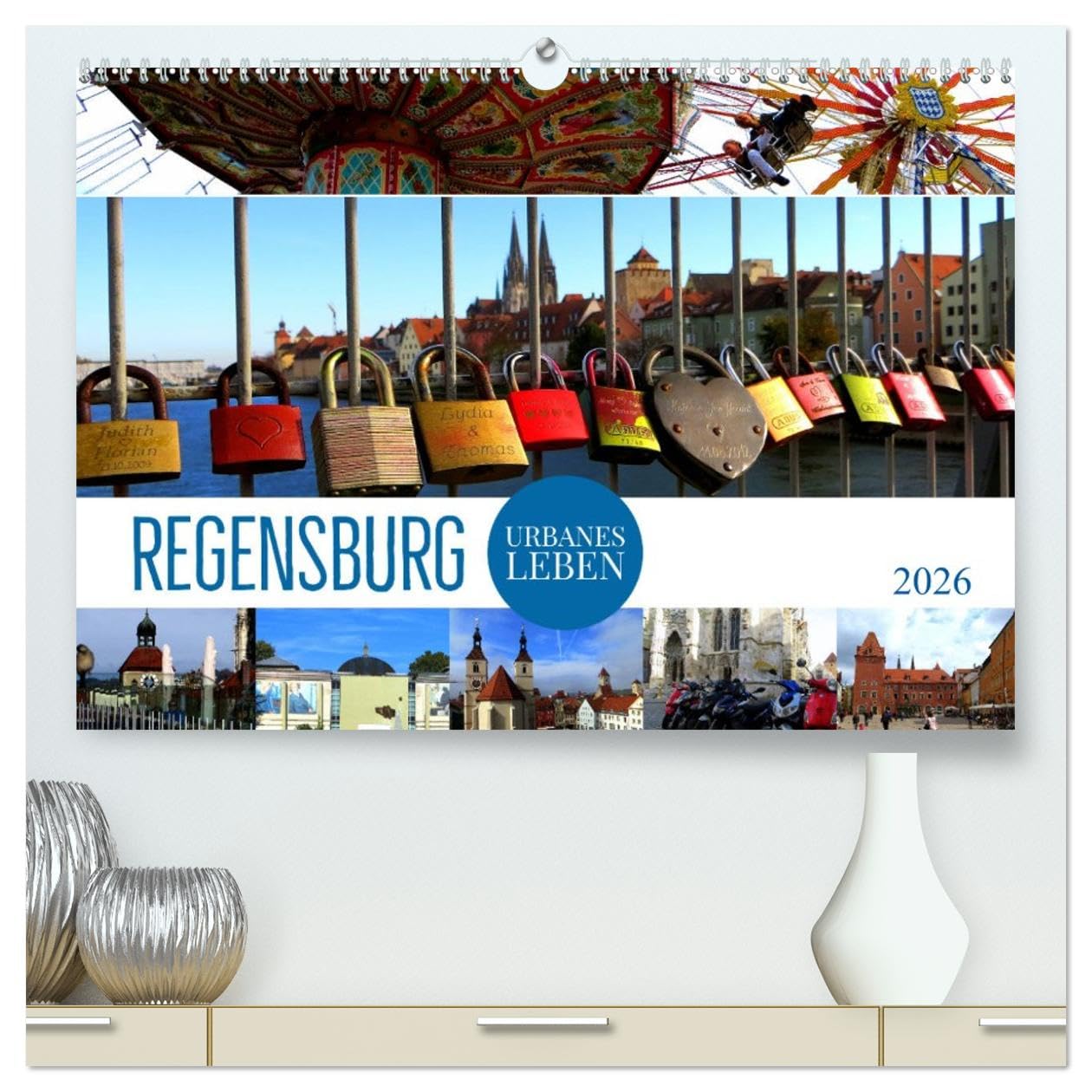 REGENSBURG - urbanes Leben (hochwertiger Premium Wandkalender 2026 DIN A2 quer), Kunstdruck in Hochglanz: Leben in historischem Ambiente (CALVENDO Orte)