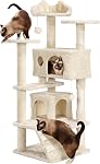 Cat Tree Tower Multiple-Level Cat Tower with 2 Condos, 2 Dangling Balls, 3 Scratching Posts for Indoor Cats, 139cm=54inch Navy Blue